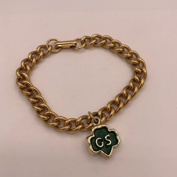 Jewelry Vintagegirl Scouts Green Enamel Trefoil Gold Tone Charm